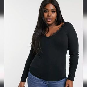 Black lace trimmed shirt